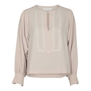 See By Chloe Off-White V-Neck Long Sleeve Pullover Blouse size 44 US 12